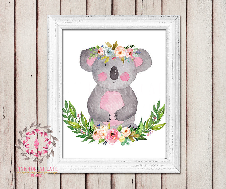 Koala Bear Boho Garden ZOO Safari Nursery Kids Baby Girl Room Playroom –  Pink Forest Cafe