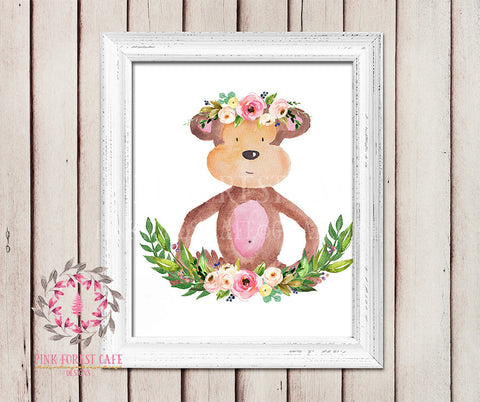 Monkey Boho Garden ZOO Safari Nursery Kids Baby Girl Room Playroom Print Gift Printable Wall Poster Sign Art Home Decor