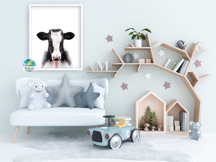 Cow Wall Art Print Farm Nursery Baby Room Isolated Printable Decor