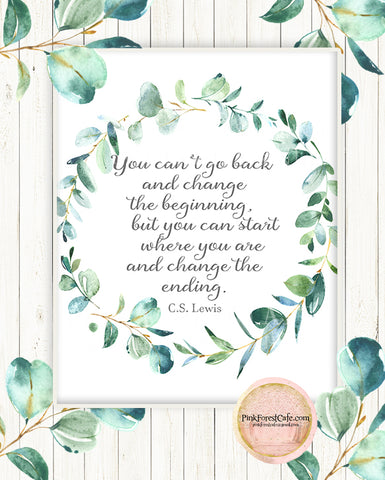 CS Lewis Quote Wall Art Print Watercolor Boho Eucalyptus Inspirational Motivational Sobriety 12 Steps Gift Bohemian Printable Decor