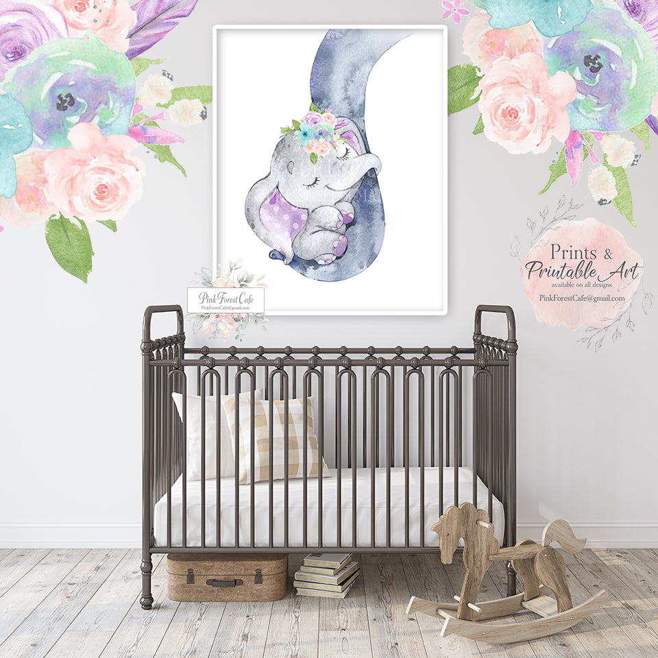 Purple elephant 2024 nursery decor