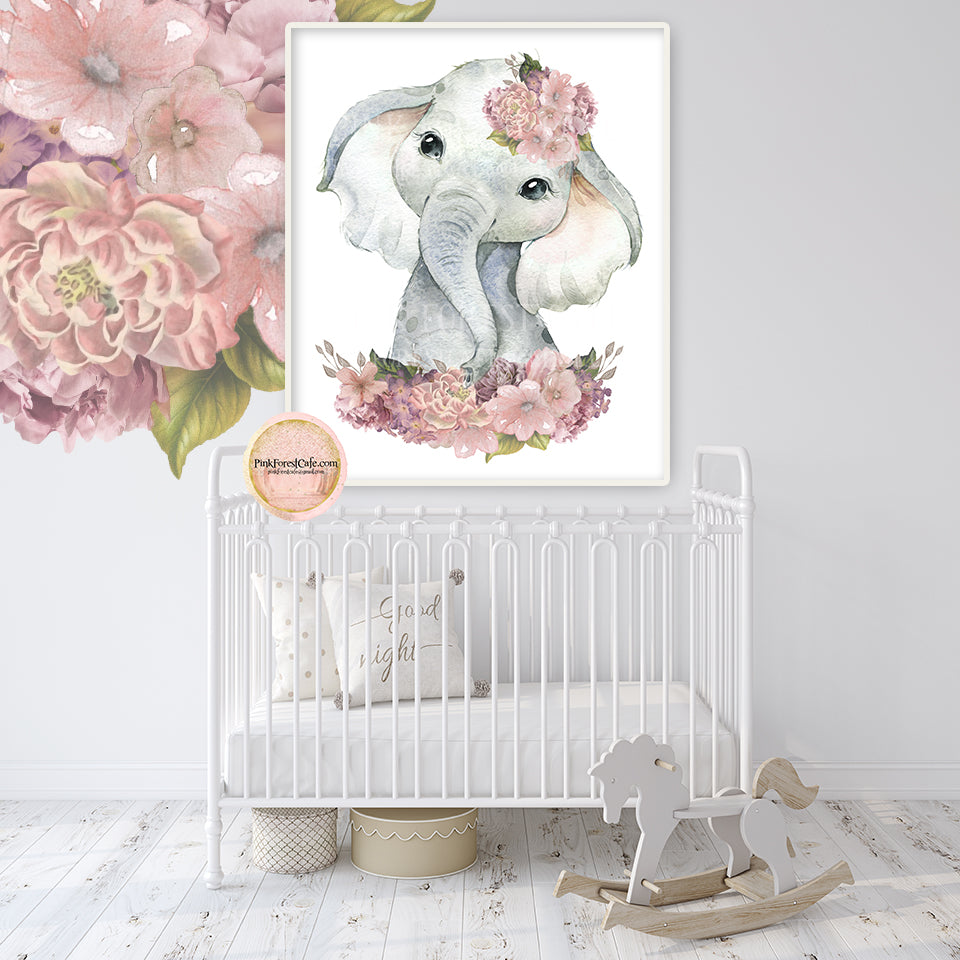 Baby girl elephant room hot sale decor