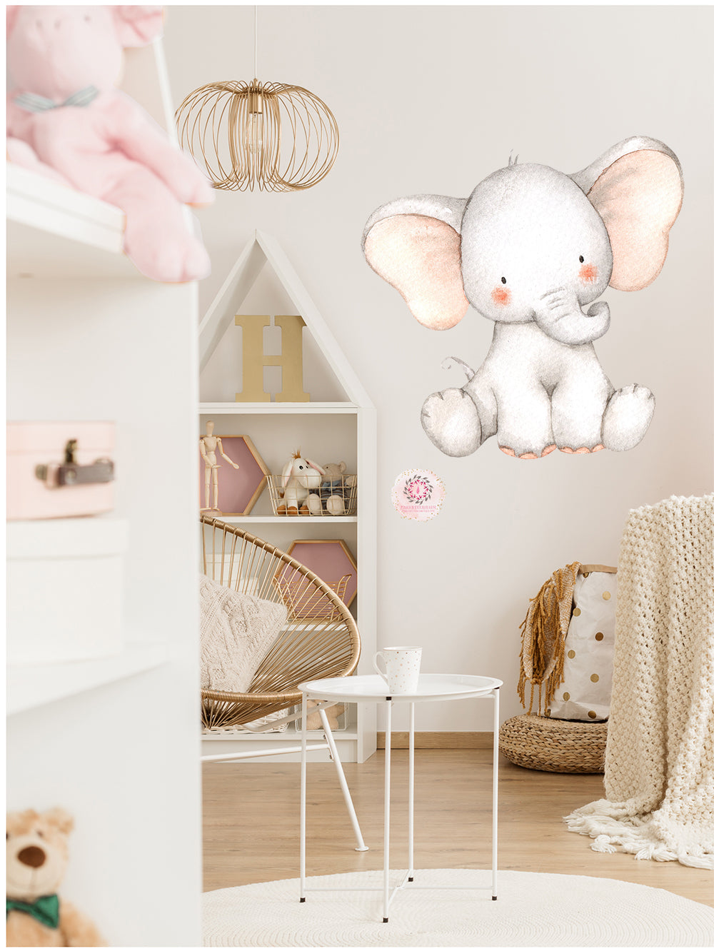 Elephant Watercolor Wall Decal Sticker Baby Nursery Art Decor