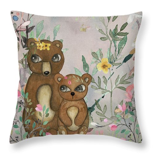 Ethereal Boho Woodland Bear Pair Baby Nursery Pillow