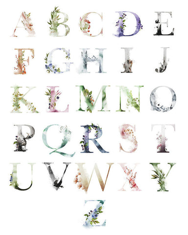 Ethereal Woodland Boho Abc Alphabet Sampler Wall Art Print Poster Sign