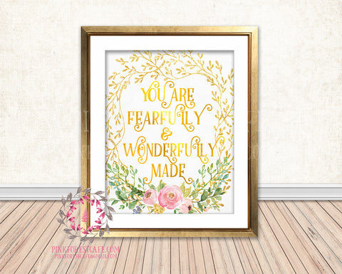 You Are Fearfully And Wonderfully Made Gold Foil Boho Tribal Arrow Nursery Baby Girl Room Printable Print Wall Decor