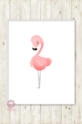 Pink Flamingo Baby Girl Nursery Wall Art Print Ethereal Whimsical Bohemian Floral Minimalist Printable Decor