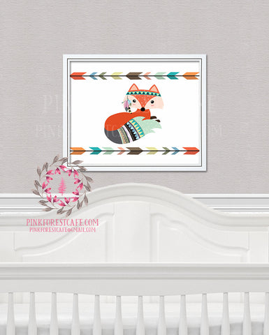 Tribal Fox Woodland Printable Wall Art Nursery Decor Kids Room Print