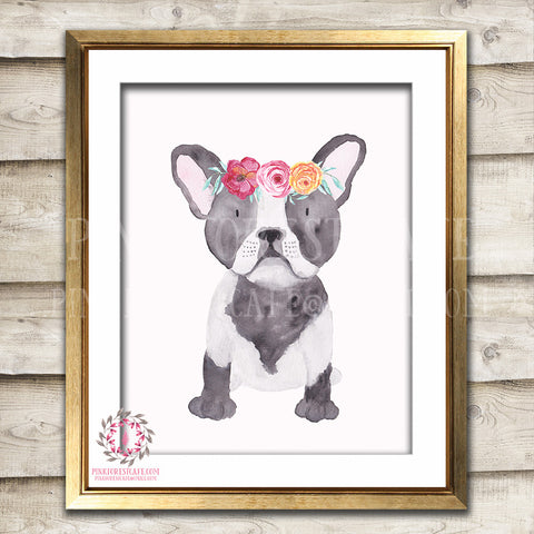 French Bulldog Frenchie Dog Boho Printable Print Wall Art Nursery Decor