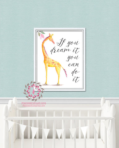 Giraffe Nursery Kids Room Print Printable Wall Poster Art Home Decor