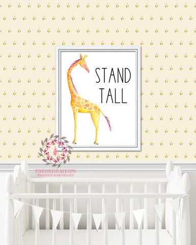 Giraffe Stand Tall Baby Nursery Kids Print Printable Wall Poster Art Home Decor