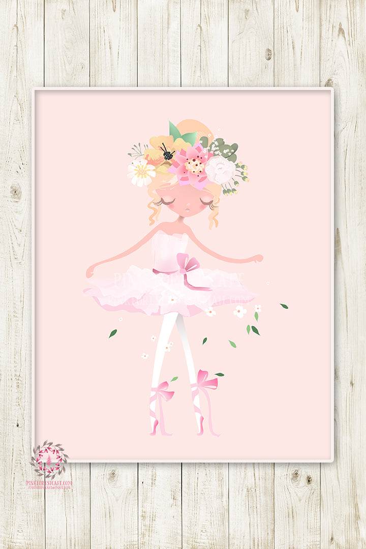 Ballerina Baby Girl Nursery Wall Art Print Ethereal Ballet Dancer Whimsical Bohemian Floral Minimalist Printable Decor