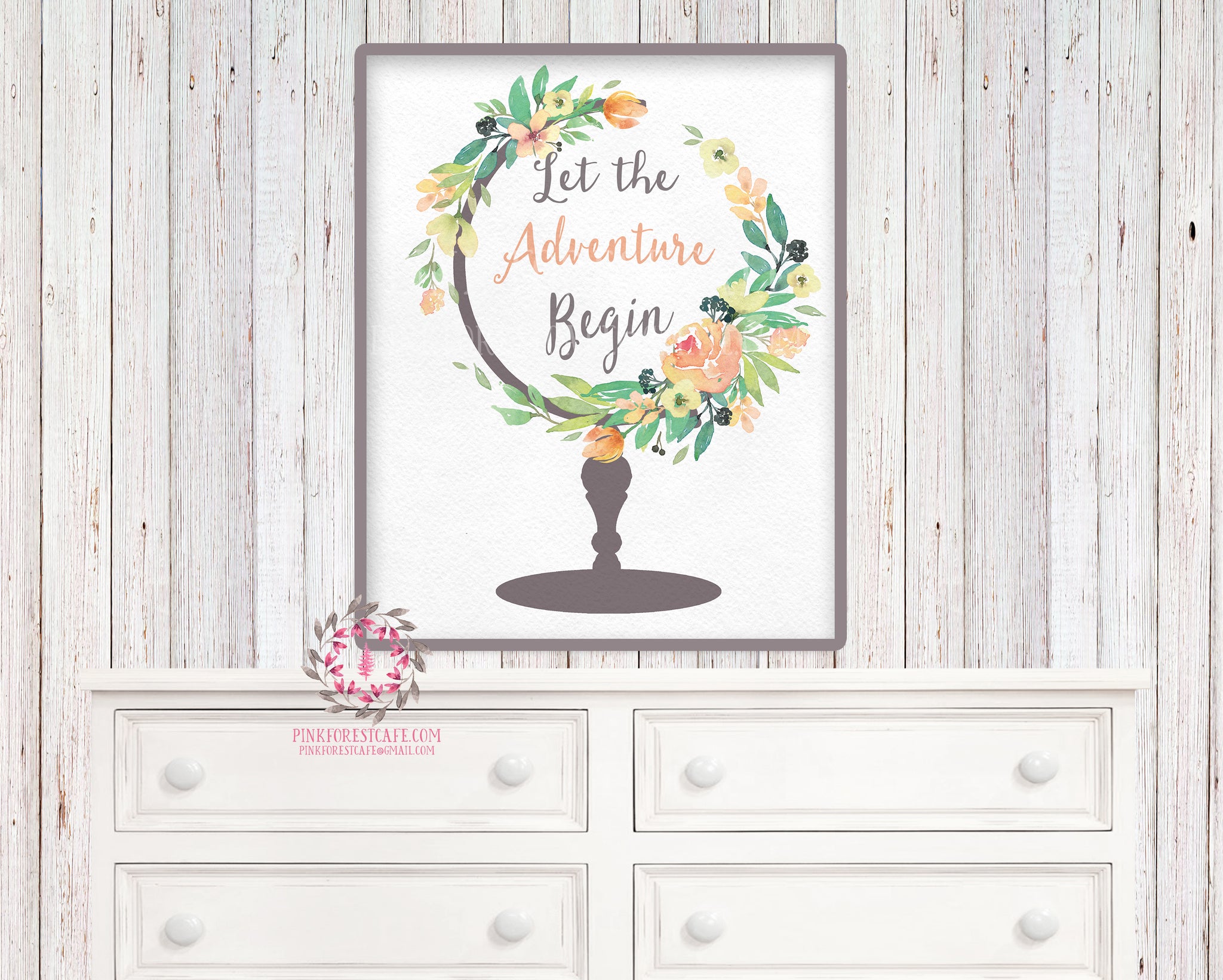 World Globe Printable Wall Art Print Nursery Let The Adventure Begin Boho Home Bohemian Printable Decor