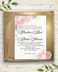 Pink Cream Blush Gold Bridal Baby Shower Invite Invitation Wedding Save The Date Floral Lavender Purple Watercolor Printable Announcement