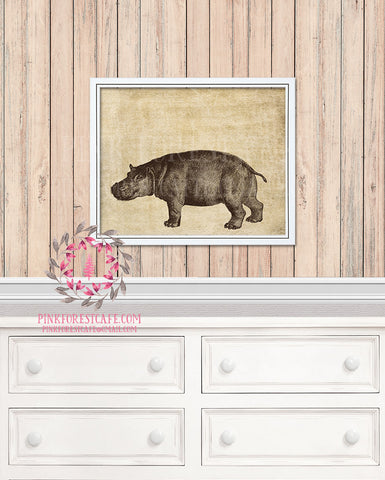 Hippo African Safari Baby Nursery Kids Room Printable Print Wall Art Home Decor