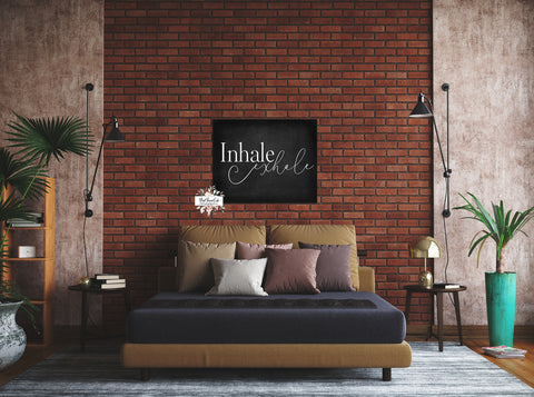 Inhale Exhale Wall Art Print Bedroom Over Bed Chalkboard Quote Printable Decor