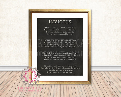 Invictus Poem Boho Chalkboard Printable Print Wall Art Home Decor