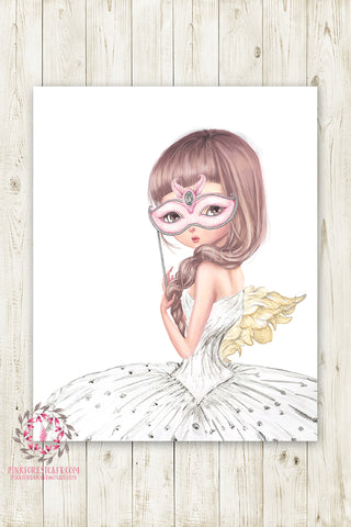 Ethereal Boho Ballerina Girl Nursery Wall Art Print Baby Room "Miss Ireland" Masquerade Ballet Watercolor Magical Printable Decor