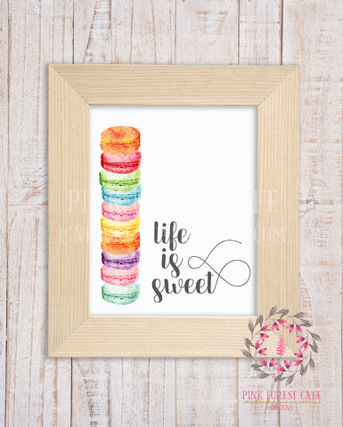 Life Is Sweet Printable Wall Art Print Macaroon Nursery Home Decor