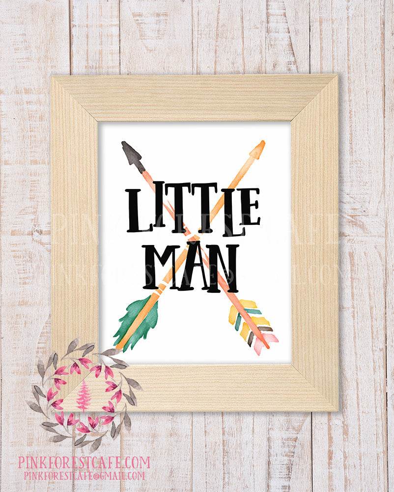 Little Man Arrows Tribal  Woodland Boy Nursery Decor Wall Art Printable Print