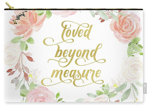 Loved Beyond Measure Blush Gold Baby Nursery Art Pillow - Carry-All Pouch