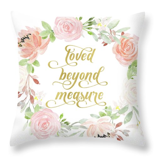 Loved Beyond Measure Blush Gold Baby Nursery Art Pillow - Throw Pillow