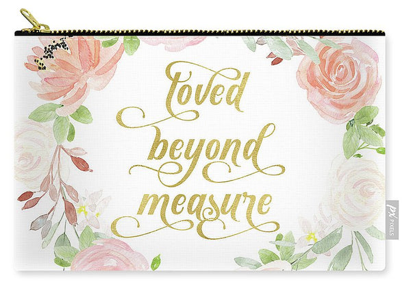 Loved Beyond Measure Blush Gold Baby Nursery Art Pillow - Carry-All Pouch