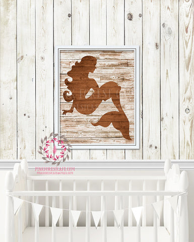 Mermaid Nautical Printable Print Wall Art Poster Home Nursery Home Decor