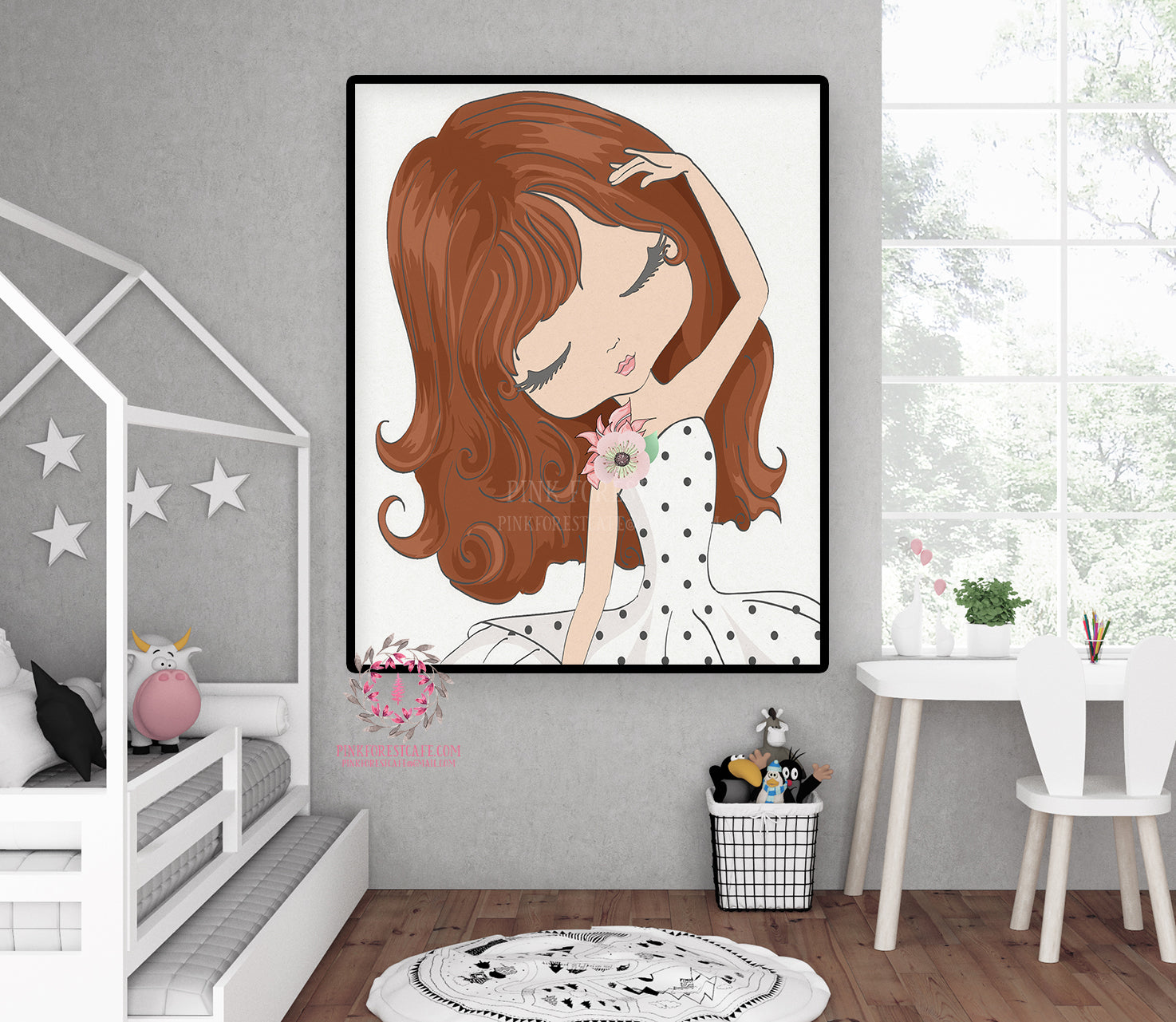 Miss Brianna Polka Dot Baby Girl Nursery Wall Art Print Whimsical Printable Decor