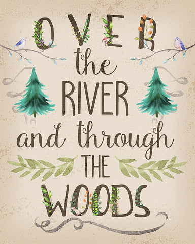 Over The River And Through The Woods Woodland Wall Art Print Baby Nursery Home Cabin Decor