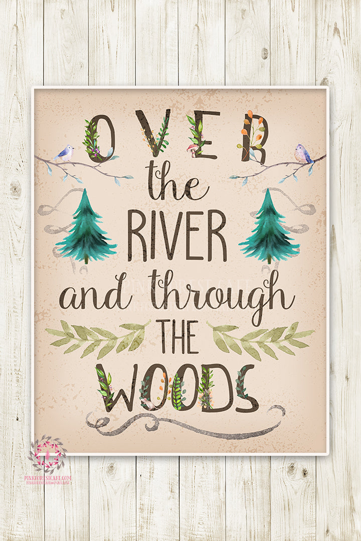 Over The River And Through The Woods Wall Art Print Woodland Rustic Nursery Printable Decor