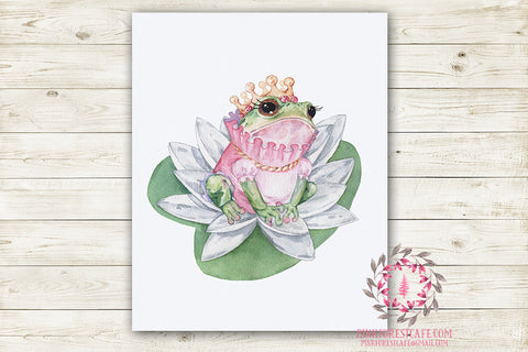 Ethereal Boho Princess Frog Crown Nursery Wall Art Print Baby Girl Printable Watercolor Mystery Fantasy Magical Decor