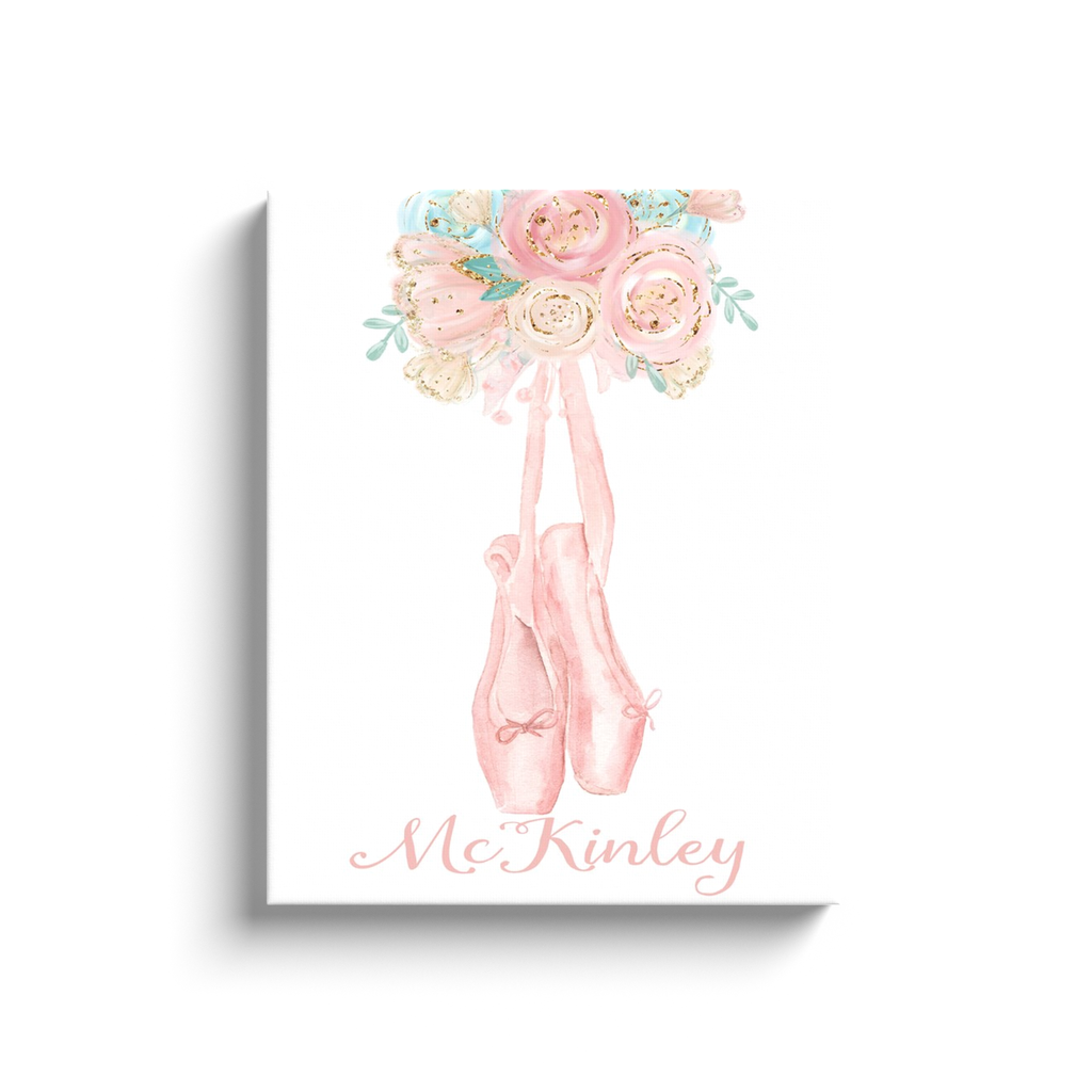 Personalized Ballerina Ballet Shoe Canvas Wall Art 16x20" Baby Girl Nursery Decor