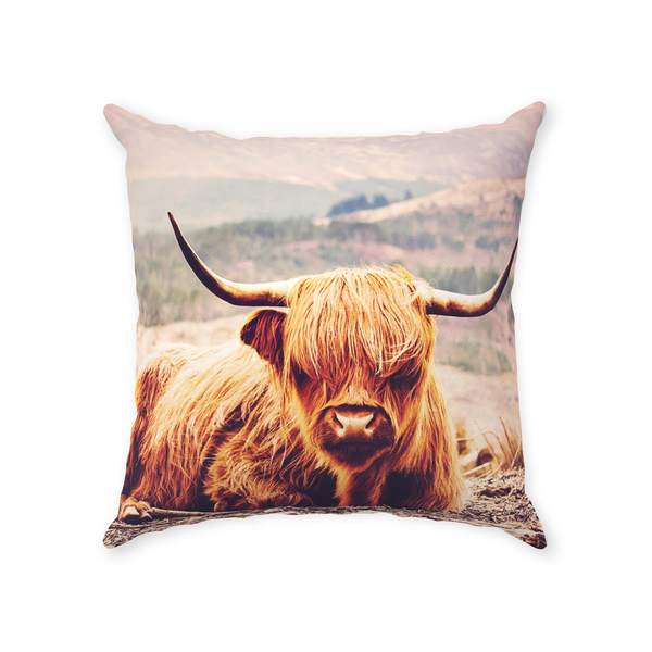 Highland Cow Scottish Farm Animal Nursery Throw Pillow Home Decor