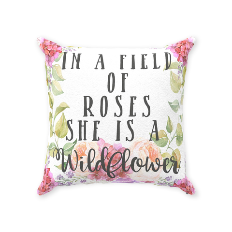 Pillow In A Field Of Roses She Is A Wildflower Boho Baby Nursery Decor