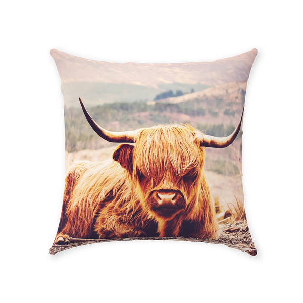 Highland Cow Scottish Farm Animal Nursery Throw Pillow Home Decor