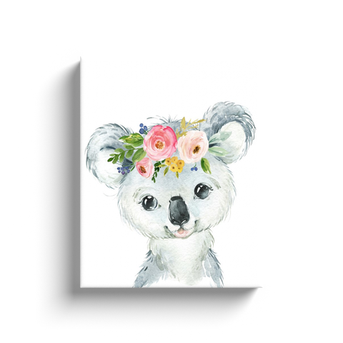 Koala Bear Boho Canvas Watercolor Wall Art Print Australian Animal Baby Girl Nursery Decor 11x14"