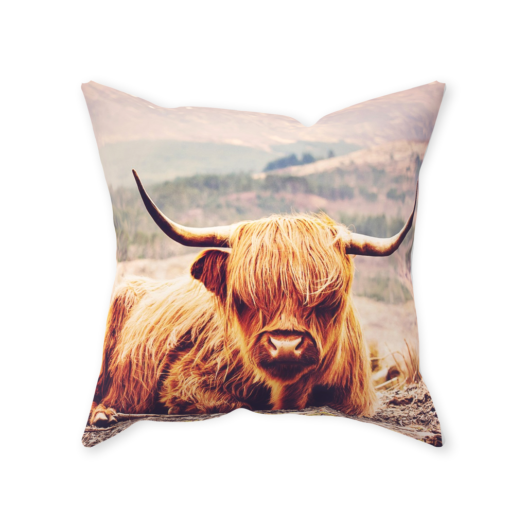 Highland Cow Scottish Farm Animal Nursery Throw Pillow Home Decor