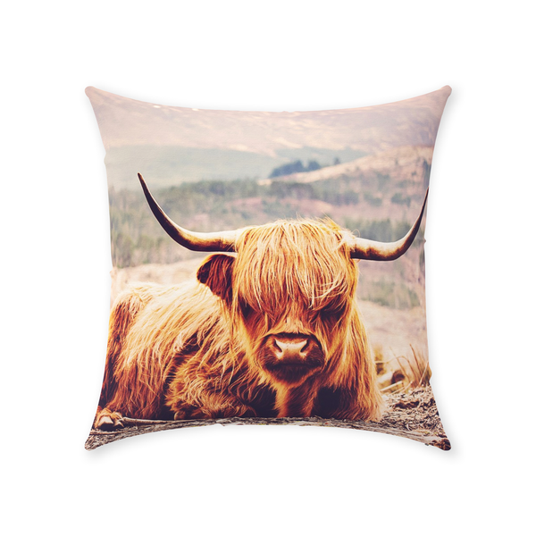 Highland Cow Scottish Farm Animal Nursery Throw Pillow Home Decor