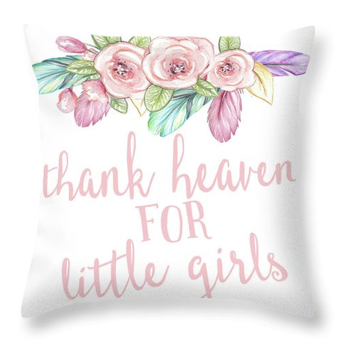 Rainbow Feather Tribal Thank Heaven For Little Girls Nursery Wall Art Throw Pillow - Throw Pillow