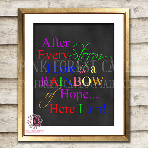 Rainbow Quote Baby Girl Boy Room Printable Wall Art Nursery Decor Print