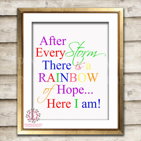 Rainbow Quote Baby Girl Boy Room Printable Wall Art Nursery Decor Print