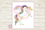 Rainbow Unicorn Wall Art Print Baby Girl Nursery Boho Fantasy Poster Kids Room Printable Decor