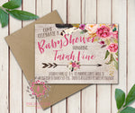 Baby Bridal Shower Birthday Party Wedding Invitation Save The Date Announcement Invite Feathers Tribal Woodland Watercolor Floral Rustic Printable Art Stationery Card