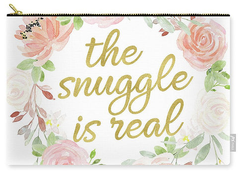 The Snuggle Is Real Wall Art Baby Girl  Nursery Pillow Boho Blush Gold - Carry-All Pouch