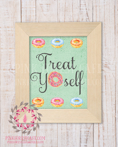 Donut Treat Yourself Printable Print Wall Art Watercolor Nursery Room Home Office Decor