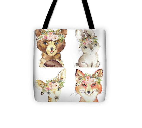 Woodland Tribal Animals Feather Boho - Tote Bag